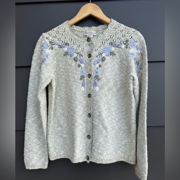 Northern reflections Sweaters - Vintage Northern Reflections Floral Embroidered Cardigan - Size S - Cotton mix
